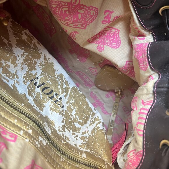 Y2K JUICY COUTURE DAYDREAMER VELOUR ROYAL EMBROIDERED SATCHEL BAG PINK - Picture 8 of 10